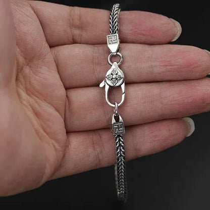 Men And Women 925 Sterling Silver Punk Retro Hip Hop Diamond Jewelry Ornament Bracelet ef694cb3 b647 44ef 9dac d75d7d483b53 c