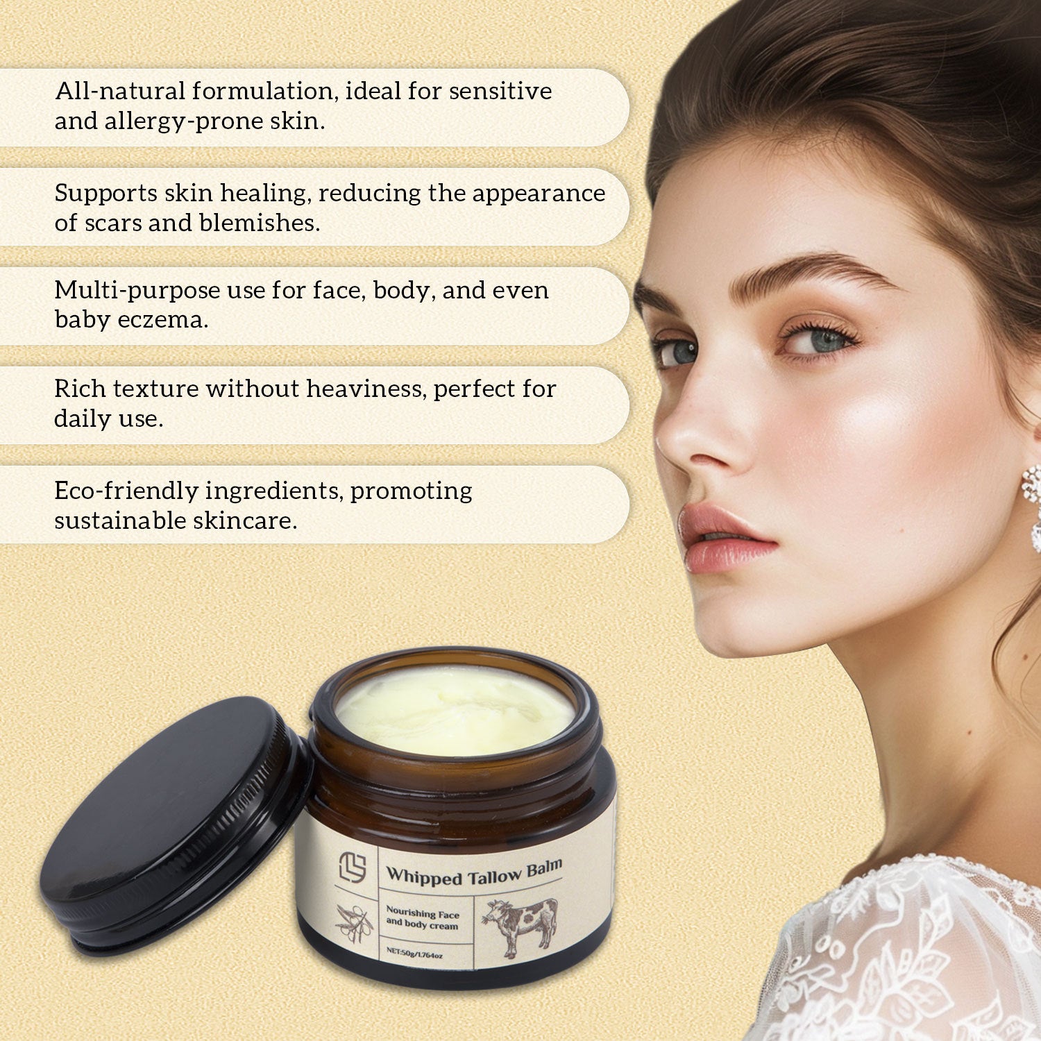 Beef Fat Cream 50g Whipped Tallow Balm Gentle Moisturizing ef6c84b7 1e0e 479b 9d92 340fee30d625