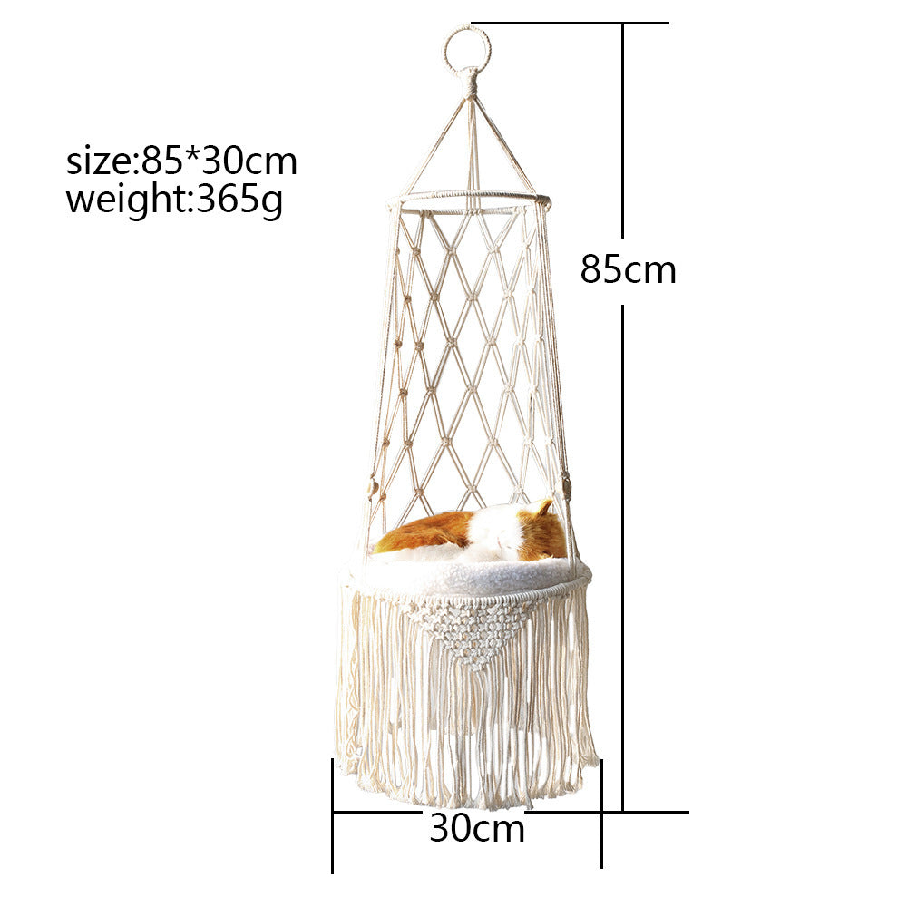 Macrame Hanging Pet Bed Macrame Cat Hammock Wall Hanging Cat Hammock Macrame Cat Bed-Pet Gifts Hammock Macrame Cat Swing ef70