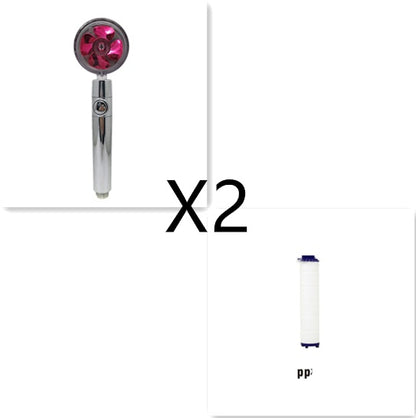 Shower Head Water Saving Flow 360 Degrees Rotating With Small Fan ABS Rain High Pressure Spray Nozzle Bathroom Accessories ef