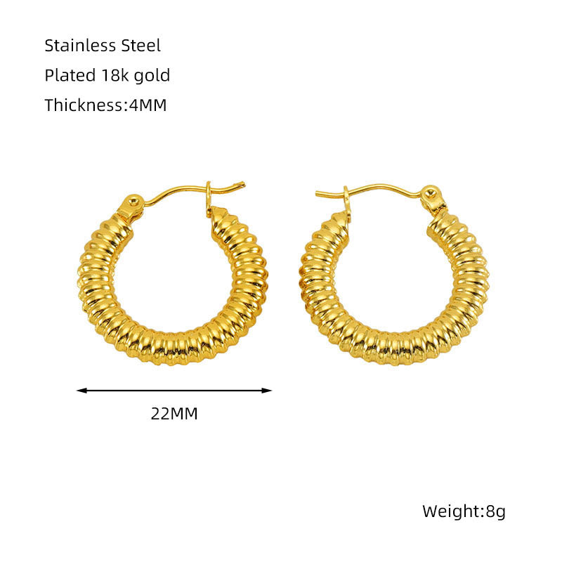 Titanium Steel Round Twist Stud Earrings High Sense ef7f1289 5ed1 4b61 8eec 012986955690