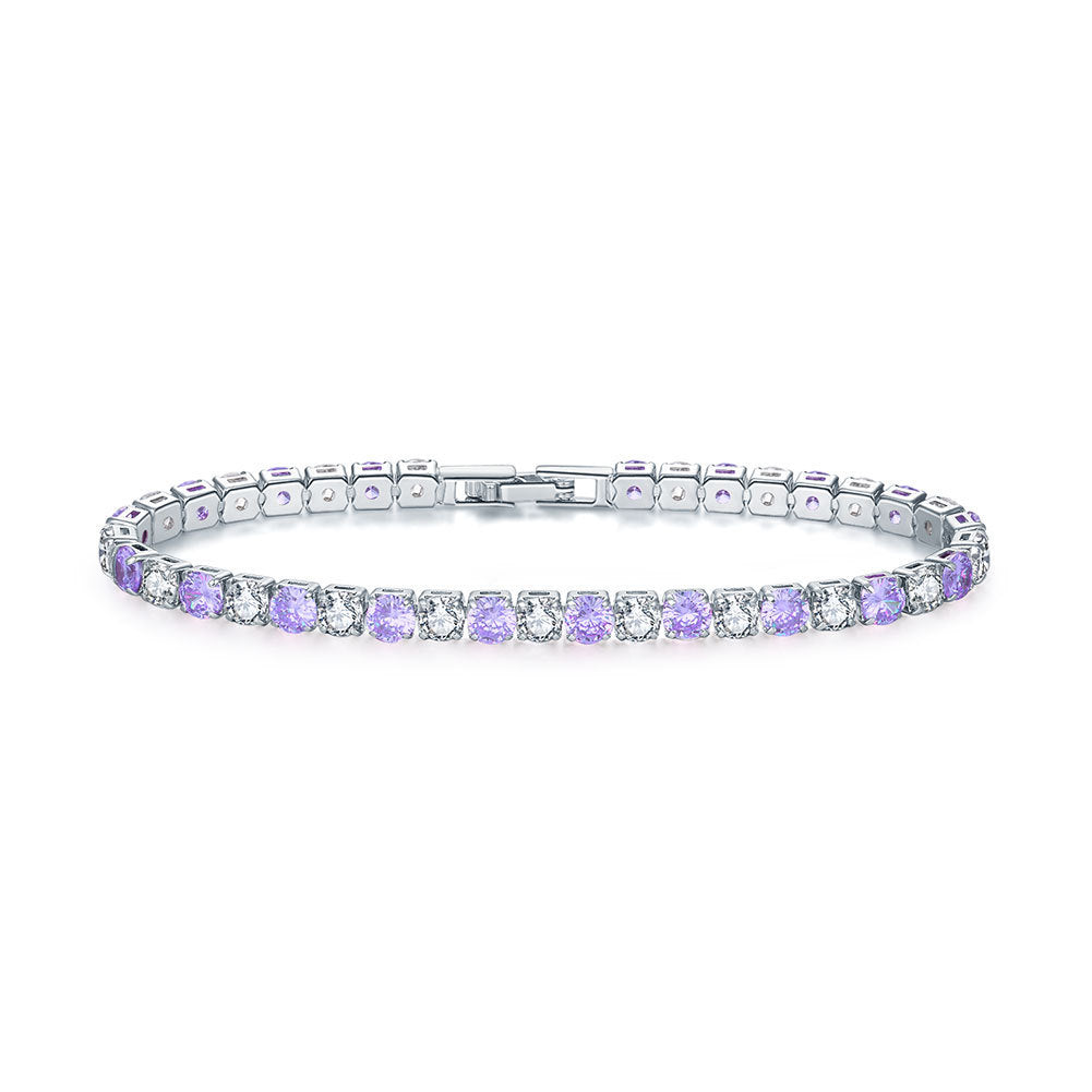 Fashion Color 4.0 Round Zircon Single Row Diamond Bracelet ef882aef 498a 4830 90a6 e66ecd88badc