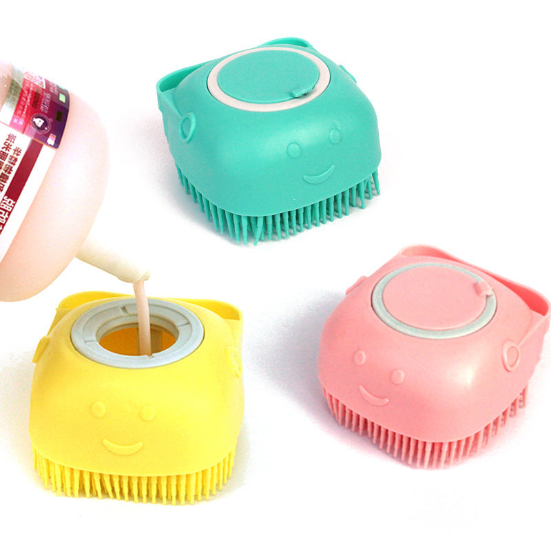 Silicone Dog Bath Massage Gloves Brush Pet Cat Bathroom Cleaning Tool Comb Brush For Dog Can Pour Shampoo Dog Grooming Suppli