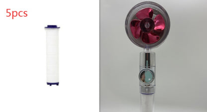 Shower Head Water Saving Flow 360 Degrees Rotating With Small Fan ABS Rain High Pressure Spray Nozzle Bathroom Accessories ef