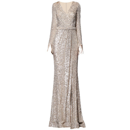 Temperament Banquet Ladies Sequined Annual Meeting Host Long Evening Dress ef9f1342 30e5 4a21 89c1 3b972694c998