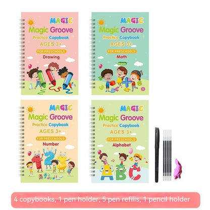 Children's Groove English Calligraphy Practice Board French German Painting Magic English Stickers Copy Control Pen Training Book - 图片 12