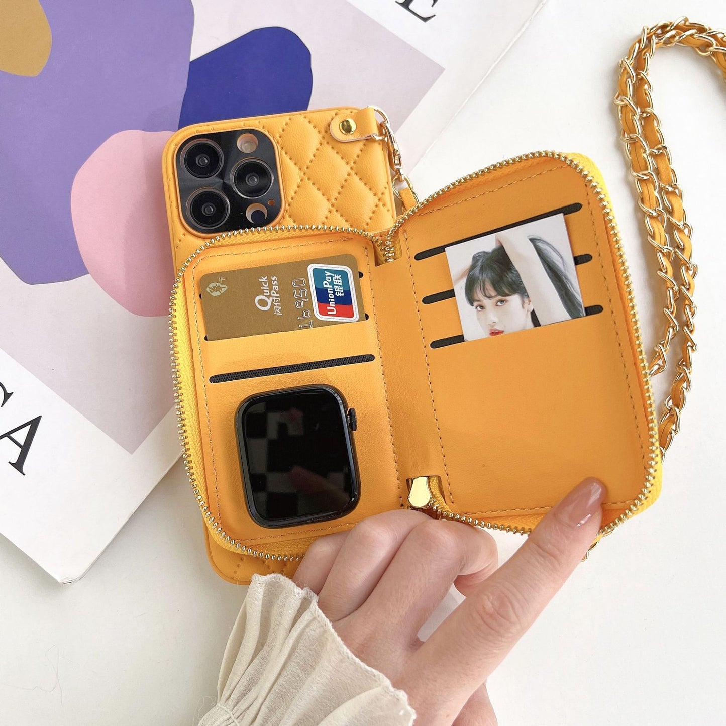 Crossbody Card Insert Case Luxury Rhombus Lamb Skin efae9b9a d074 45d8 80f1 915379d643b3