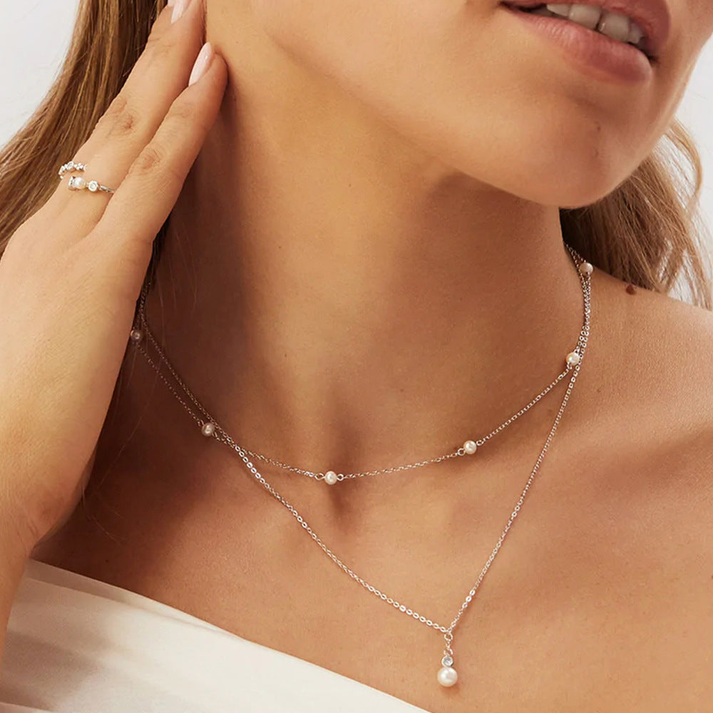 Women's S925 Sterling Silver Classic Pearl Necklace efda42d8 e233 475b ab6f ab299d8c48f5