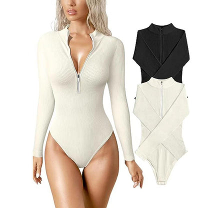 Fashion Long Sleeve Zipper Jumpsuit Seamless Slimming Shapewear For Women Romper efe87ba4 ca40 460a 9d7b f067a75abb09