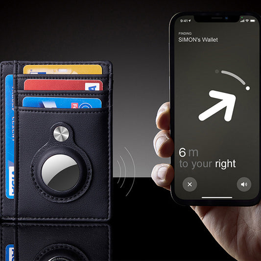 AirTag Wallet Anti Theft Bullet Card Bag Multi-functional Rfid Card Holder Men's Leather Slim Wallets For Airtag Air Tag efe9