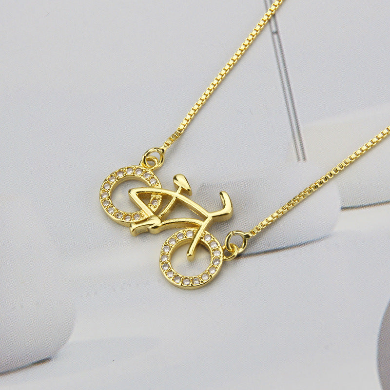 Bicycle Series Pendant Jewelry Female Inlaid Zirconium Copper Plating Necklace effff246 598f 4dc3 a392 ba94ab8a7f7b