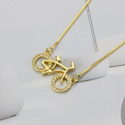 Bicycle Series Pendant Jewelry Female Inlaid Zirconium Copper Plating Necklace effff246 598f 4dc3 a392 ba94ab8a7f7b