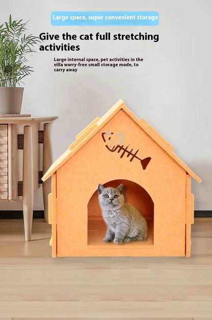 Felt Cat Bed Four Seasons Universal Removable And Washable Small House Semi-closed Warm Pet Bed f02c2fe8 351d 463a b146 28c97
