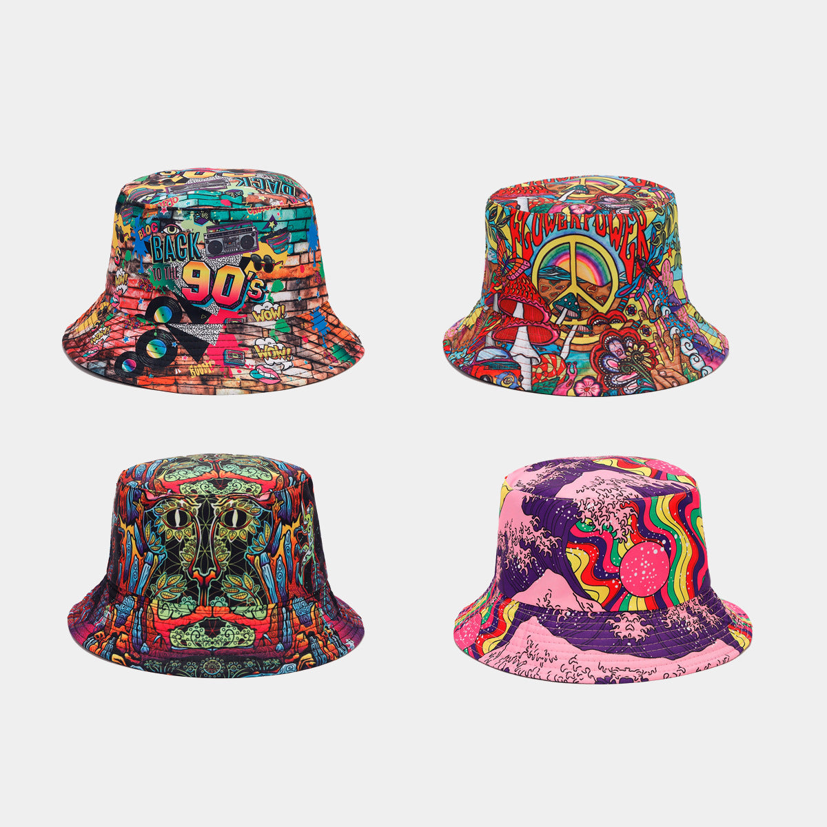 Graffiti Double-sided Bucket Hat Female Party Hip Hop Bucket Hat f032253f 89a9 4ed4 a6e6 3234e402641e