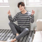 Pajamas Men's Long-sleeved Trousers Spring And Autumn Men's Pajamas Autumn And Winter Thin Plus Size Teenagers Home Wear Two-