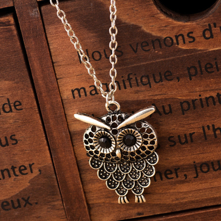 Necklace Personalized Fashion Retro Three-color Owl Alloy Necklace New Women's Exquisite Sweater Chain f0443b14 ba6c 4ea4 88a