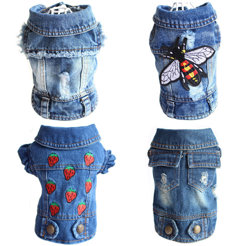 Designer Dog Clothes Small Dog Denim Jacket Coat Cat Costume Puppy Jeans Vest Spring Clothing f061766d de39 4524 b641 bf2a39d