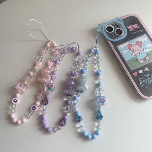 Square Cartoon Bear Mobile Phone Chain Hanging Ornaments f07dfc30 4106 49e7 a7d7 91bf0ca4d041