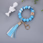 Color Silicone Bead Bracelet PU Tassel Key Chain f09917d2 c012 410d 8ce4 5564aabce1a0