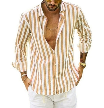 Striped Long-sleeved Casual Men's Shirt f09e6cad eb96 46d0 ad43 97b788e6b90c