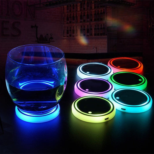 Colorful Cup Holder LED Light-up Coaster Solar & USB Charging Non-slip Coaster Ambient Light For Car Automatically f0bbebdc a
