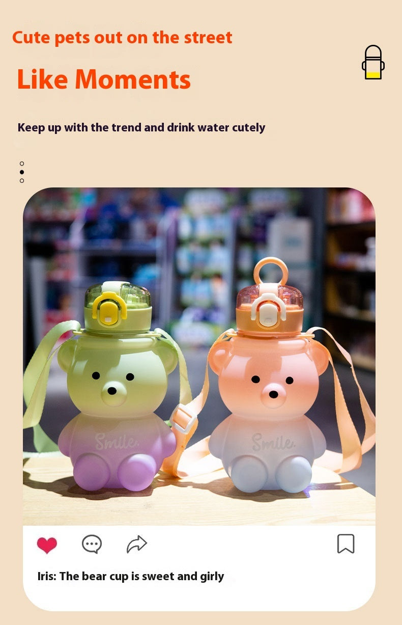 Cute Gradient Little Bear Cartoon Straw Plastic Cup f0c19fc2 837a 4871 8958 16df4038853b