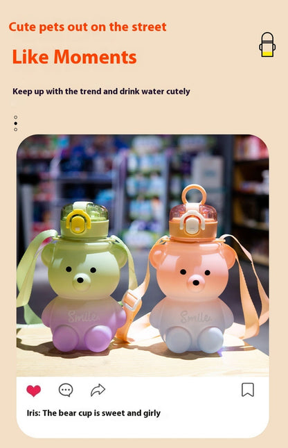 Cute Gradient Little Bear Cartoon Straw Plastic Cup f0c19fc2 837a 4871 8958 16df4038853b