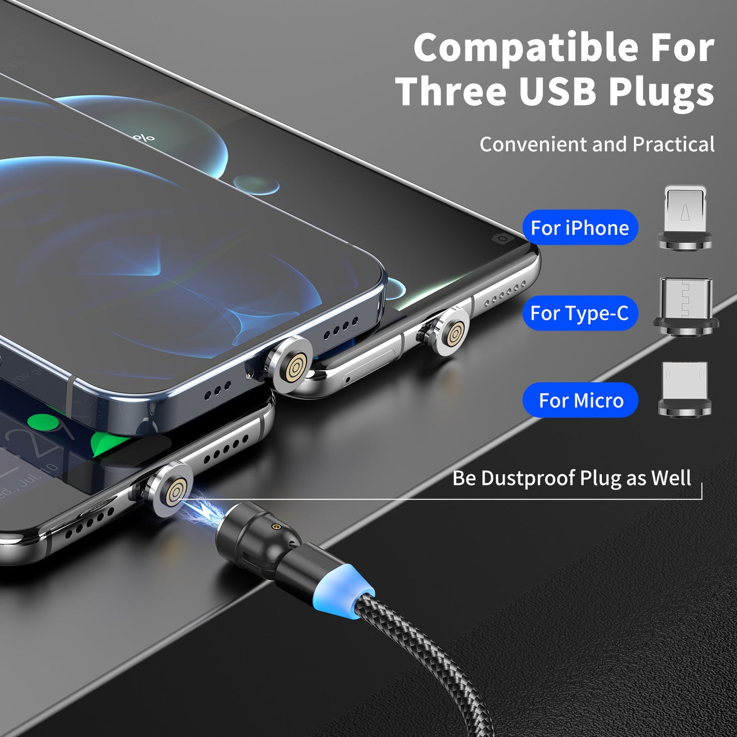 Mobile Phone Charging Three-in-one Magnetic Data Cable - 图片 1