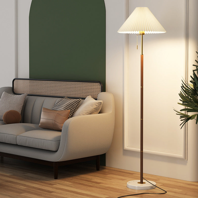 Retro Light Luxury Wood Grain Simple Pleated Floor Lamp Bedroom Bedside Sofa Study Floor Lamp f0d9042b 8a57 446d 83a7 8adb937