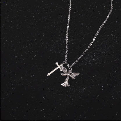 Vintage Vintage Angel Wings Cross Pendant Necklace f0e111db b6e7 4aea 987e 1b7eb65ba684