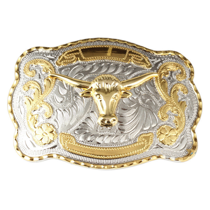 Golden Equestrian Big Head Belt Buckle Two-color Craft Alloy Smooth Buckle f0e6bbc4 2efd 434d 8b85 156f36086cd9