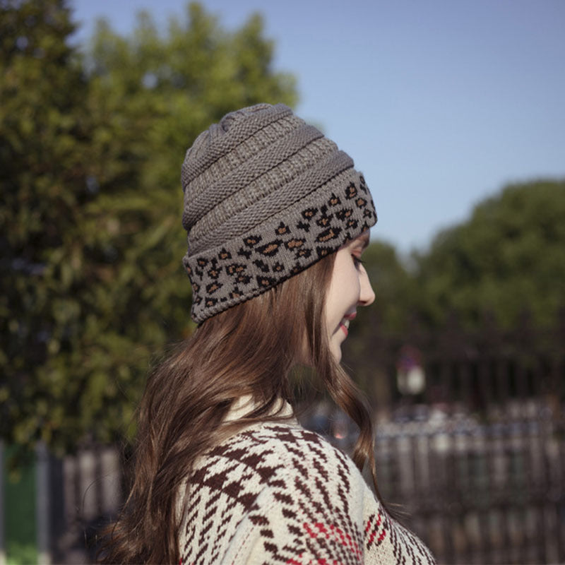Beanie Women's Warm Leopard Print Knitted Hat Winter f11d0c8d b084 49a6 a1d6 3a9f8444a9fc