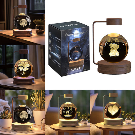 Crystal Ball Cosmic Dinosaur Indoor Night Light USB Power Warm Bedside Light Birthday Gift Night Lamp f141aea4 ec77 425c 9da1