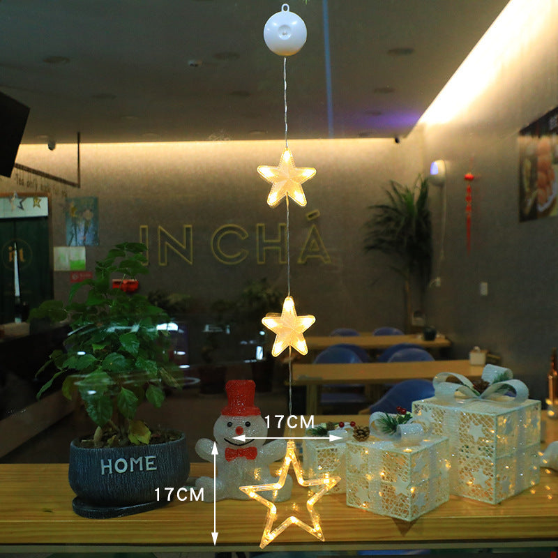 Christmas 3pcs LED Light Star Xmas Tree Hanging Sucker Lamp Window Ornaments Decoration For Home Xmas Navidad New Year Decor 