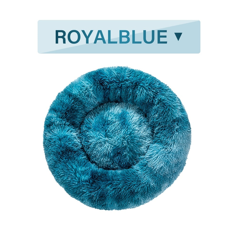 Fluffy Donut Dog Bed  Warm Soft Long Plush Pet Cushion Dog House Cat  Bed Washable Pet Sofa Mat Calming Samll Large Dog Beds 