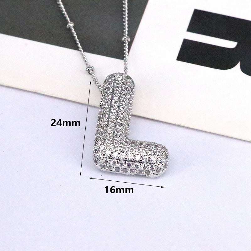 Brass Zircon Bubble Balloon Letter Pendant Necklace For Women f18fb7c4 6a78 4ee7 9cf3 407c7038ded8