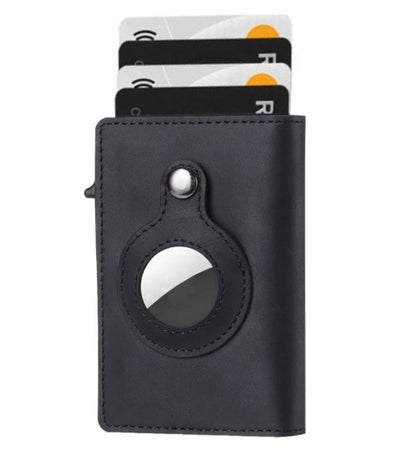 AirTag Wallet Anti Theft Bullet Card Bag Multi-functional Rfid Card Holder Men's Leather Slim Wallets For Airtag Air Tag f205
