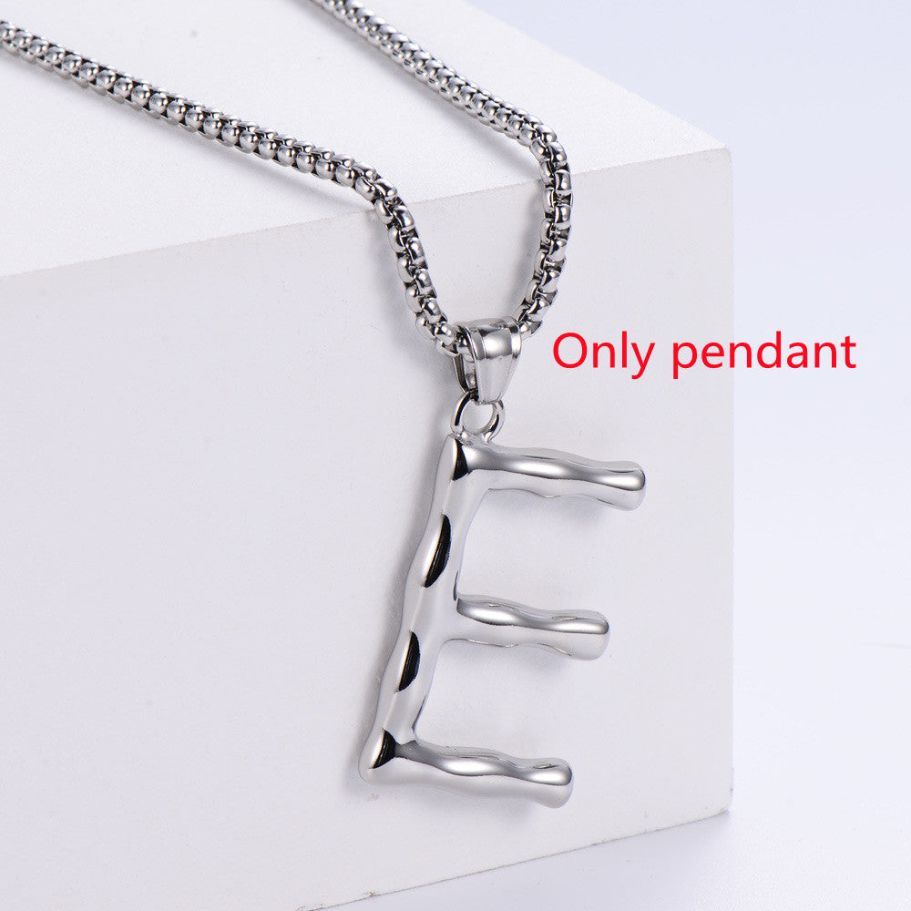 Three-dimensional 26 English Letter Pendant Necklace Fashion Jewelry Titanium Steel Couple Ornament f222de78 a18d 49c3 805a 8