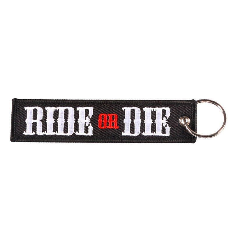 Personalized Embroidered Red Background White Keychain f22698e2 2c72 4917 9f92 6cb4b23bc54a