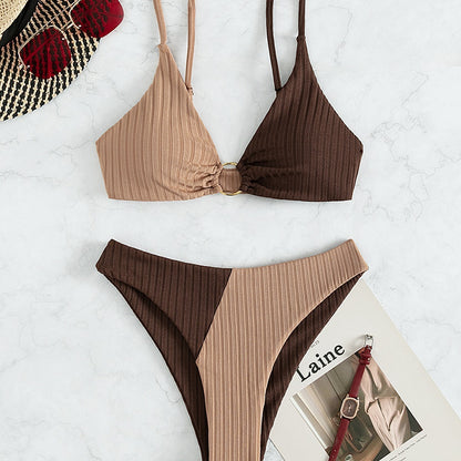 Solid Color Stitching Bikini f2335b7b 1152 4cd0 9647 b9f69865e4a3