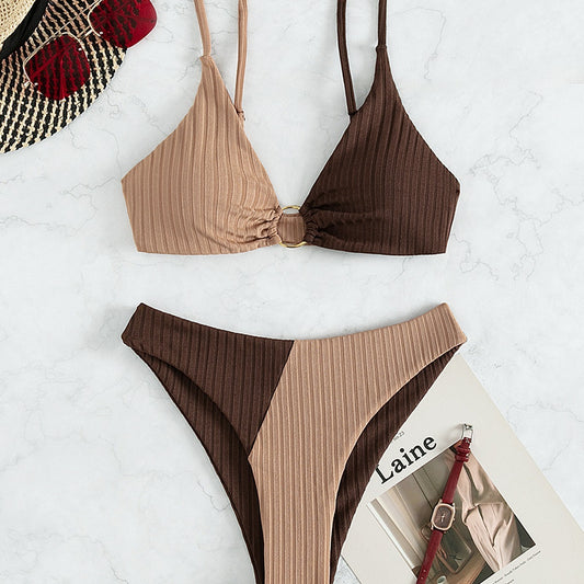 Solid Color Stitching Bikini f2335b7b 1152 4cd0 9647 b9f69865e4a3