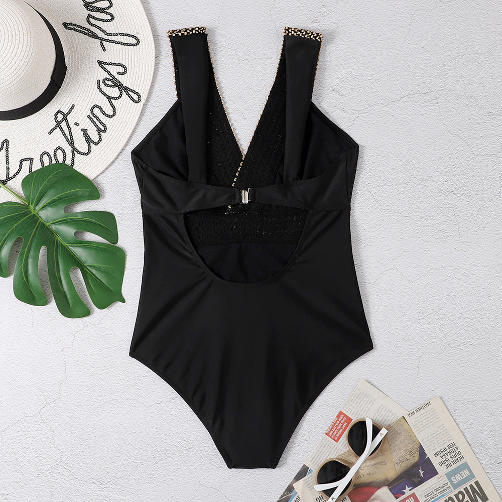 Black Slim One-piece Swimsuit f2402b1e 69d6 432b afdc e615c179ec1f