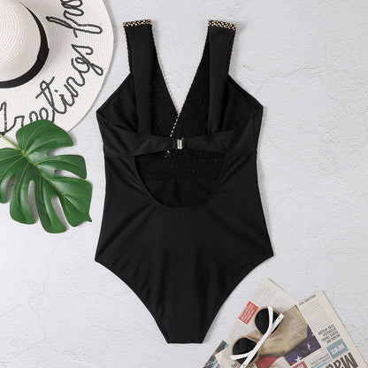 Black Slim One-piece Swimsuit f2402b1e 69d6 432b afdc e615c179ec1f