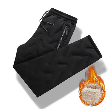 Men's Trousers Winter Velvet Thickening Loose Fleece Pants With Zip Pocket Large Size Windproof Warm Jogging Pants f24840fd 2
