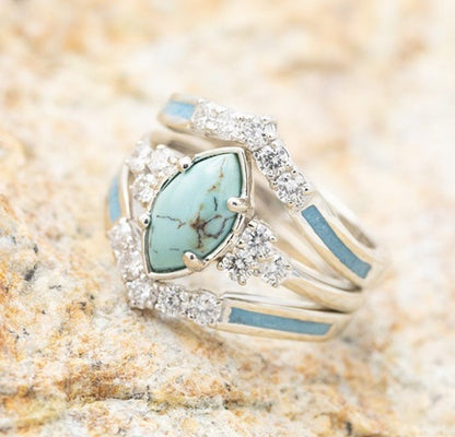 Creative Turquoise And Diamond Three-piece Women's Ring f26ee05c dfa3 4b79 bcf0 2cf5ffc7bdd7