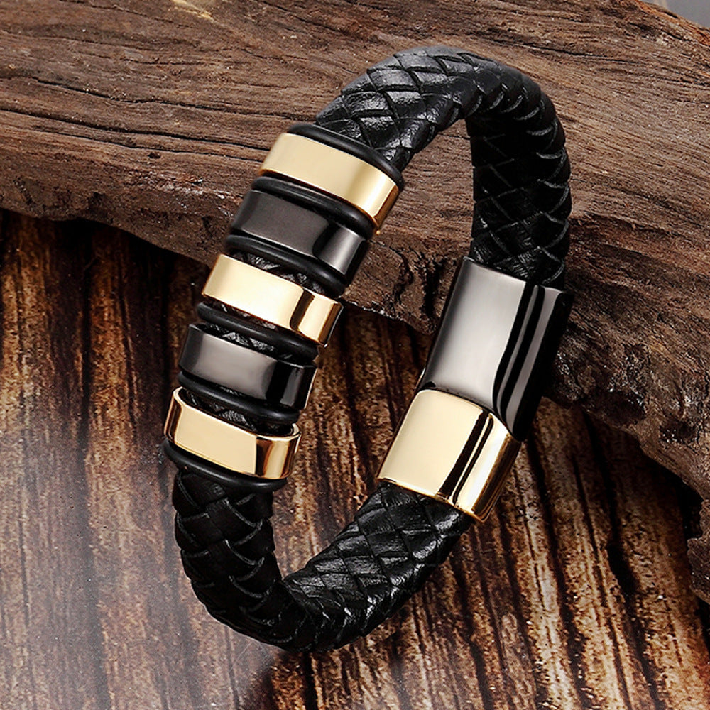 Leather Cord Bracelet Men's Stainless Steel f287fbeb 3855 4ec5 971e cc2420c2c546
