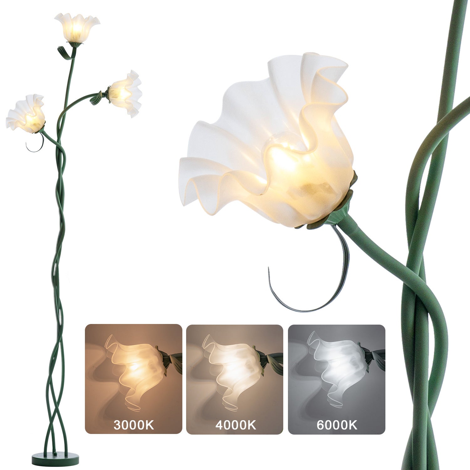 Cream Style Floor Lamp Living Room French Pastoral Bedroom Atmosphere Flower Lamp f29379f6 d16e 44fd b5f7 90cac361c8d0