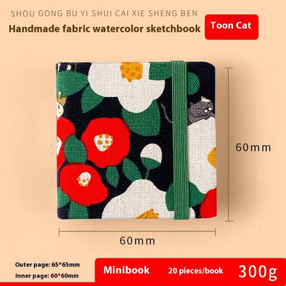 Feiluniao Watercolor Notebook Fabric Handmade Mini Portable Portable Character Sketch Hand Painted Graffiti Drawing Book - 图片 42