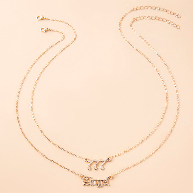 Gold Letter Angel Number 444 777 Multi-layer Chain Necklaces For Women f2ad46a6 ba35 458e 84c4 644a2fbdad3e