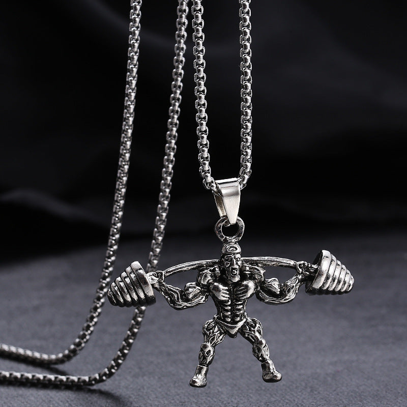 Stainless Steel Hip Hop Barbell Weightlifting Fitness Pendant Necklace f2f0a6f4 144d 43e2 b44a a90f8012cccd